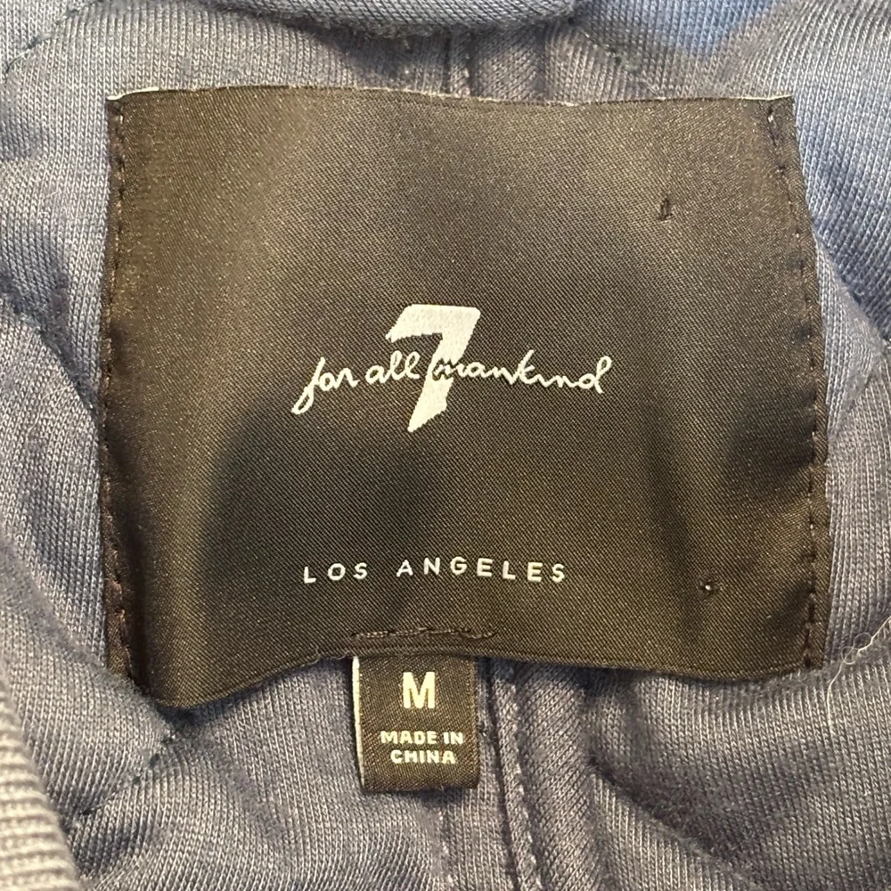 7 For All Mankind Blue Quilted Velvet Bomber Jacket Size M EUC - Picture 5 of 11